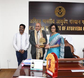 Courtesy Visit of Dr. Parvinder Singh and Mr. Jermy Manchester to All India Institute of Ayurveda, Goa on 10/08/2023